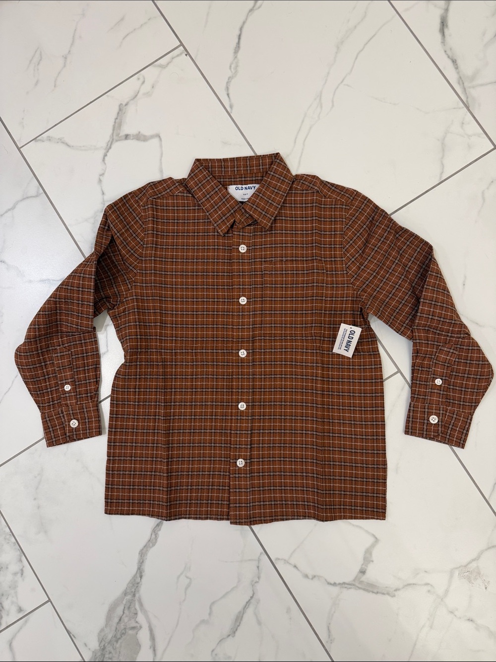 Old Navy Rust Brown Plaid Button-Down Shirt